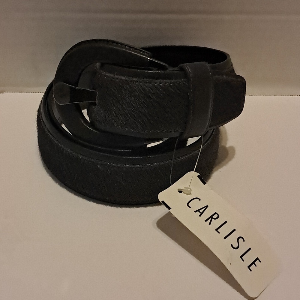 Women CARLISLE Black Genuine Leather Belt Size XL